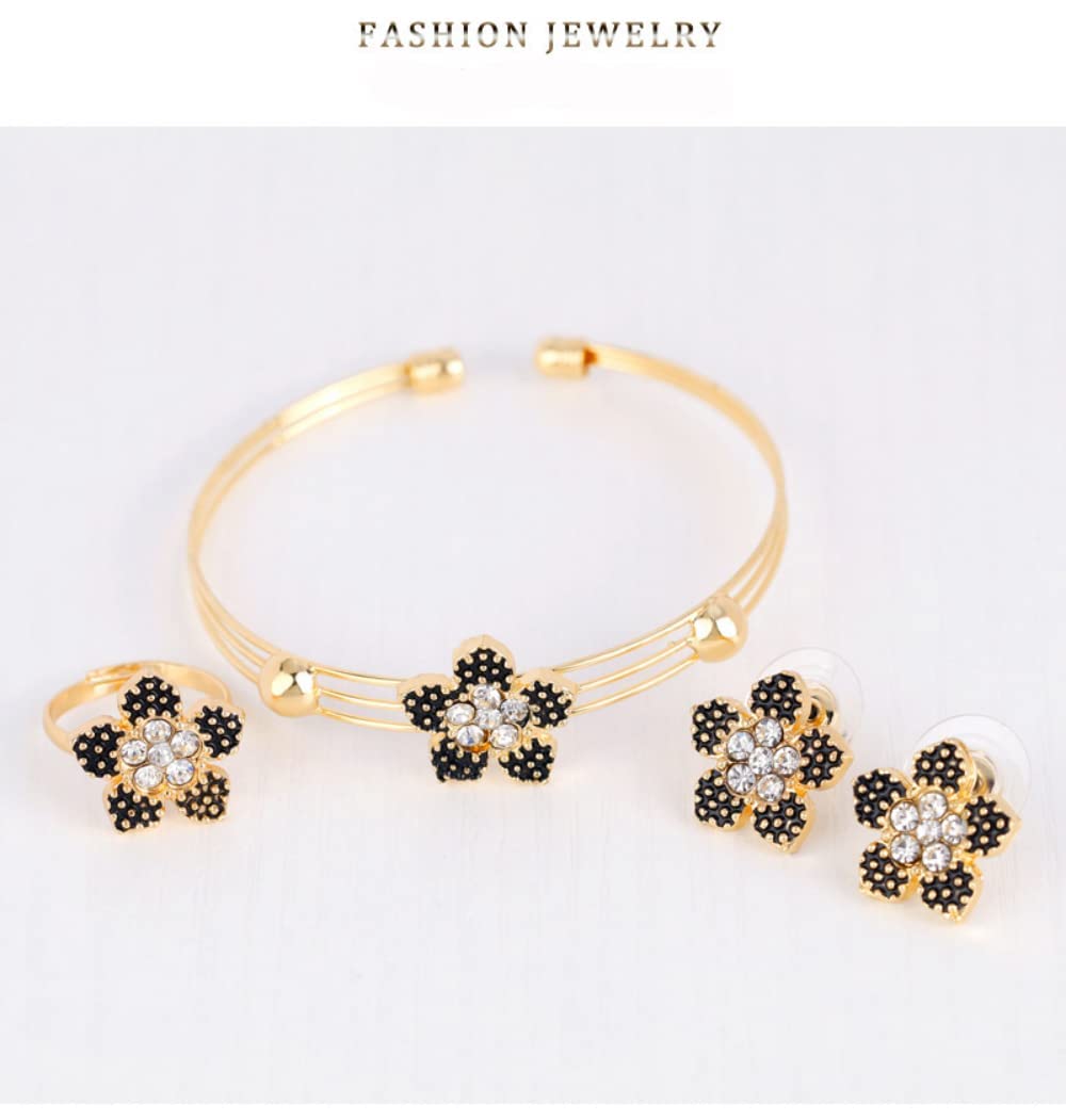 SANNIDHI Choker Necklace Set for Women & Girls Latest Alloy Diamond Rhinestone Floral Pendant with Earring Set, Bracelet, Ring Jewellery Set for Women and Girl Necklace Set for Gifting - 4 Pcs SANNIDHI Choker Necklace Set for Women & Girls Latest Alloy Diamond Rhinestone Floral Pendant with Earring Set, Bracelet, Ring Jewellery Set for Women and Girl Necklace Set for Gifting - 4 Pcs